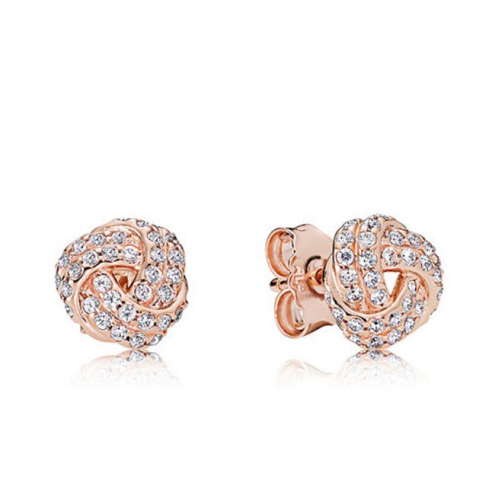 Pandora Rose Sparkling Love Knot Stud Earrings - Picture 1 of 6